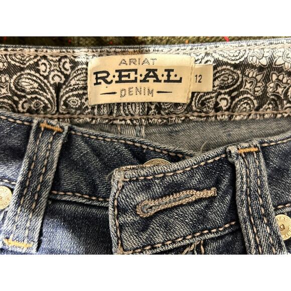 ARIAT Real Denim Jeans Womens 12 Bootcut Low Rise Bootcut 25x29 Western Rodeo - Picture 3 of 9